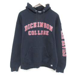 L★古着 ラッセル 長袖 スウェット パーカー メンズ 00年代 00s カレッジ 黒 ブラック 25may12 中古 スエット トレーナー トップス