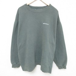 XL★古着 リーボック REEBOK 長袖 スウェット メンズ 00年代 00s ワンポイントロゴ 大きいサイズ クルーネック 濃緑 グリーン 25may12 中古 スエット トレーナー トップス
