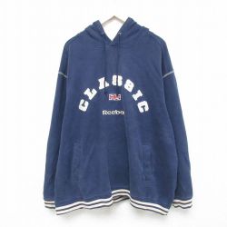 XL★古着 リーボック REEBOK 長袖 スウェット パーカー メンズ 00年代 00s 大きいサイズ 紺 ネイビー 25may09 中古 スエット トレーナー トップス
