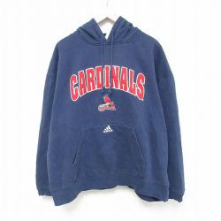 XL★古着 アディダス 長袖 スウェット パーカー メンズ カージナルス 大きいサイズ 紺 ネイビー 25may09 中古 スエット トレーナー トップス