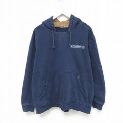 【50%OFF】XL★古着 長袖 スウェット パーカー メンズ WALSH 大きいサイズ 紺 ネイビー フード内側サーマル 25may09 中古 スエット トレーナー トップス