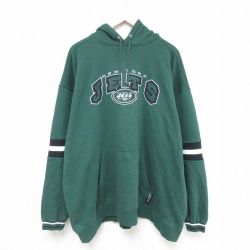 XL★古着 長袖 スウェット パーカー メンズ 00年代 00s NFL ニューヨークジェッツ 大きいサイズ 緑 グリーン アメフト スーパーボウル 25may09 中古 スエット トレーナー トップス
