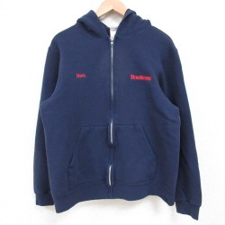 M★古着 長袖 フルジップ スウェット パーカー メンズ 00年代 00s Mark 紺 ネイビー 25may10 中古 スエット トレーナー トップス