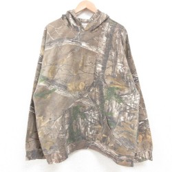 【50%OFF】XL★古着 長袖 スウェット パーカー メンズ リアルツリー 大きいサイズ 茶他 ブラウン 迷彩 25may10 中古 スエット トレーナー トップス
