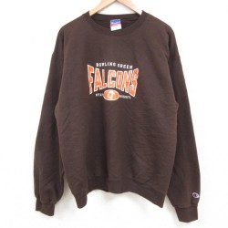 【20%OFF】L★古着 チャンピオン champion 長袖 スウェット メンズ 00年代 00s ファルコンズ クルーネック 茶 ブラウン 25may13 中古 スエット トレーナー トップス
