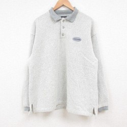 【50%OFF】L★古着 長袖 トップス メンズ 90年代 90s RIVER 襟付き USA製 グレー 霜降り 25may22 中古 スエット トレーナー