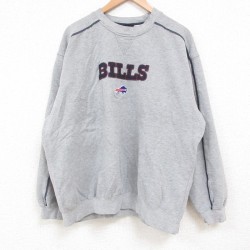 XL★古着 長袖 スウェット メンズ 00年代 00s NFL バッファロービルズ クルーネック グレー 霜降り アメフト スーパーボウル 25may22 中古 スエット トレーナー トップス