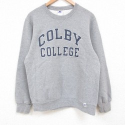 M★古着 ラッセル 長袖 スウェット メンズ 00年代 00s コルビー カレッジ クルーネック グレー 霜降り 25may22 中古 スエット トレーナー トップス