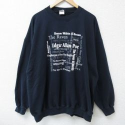 【50%OFF】XL★古着 長袖 スウェット メンズ 00年代 00s Edgar 大きいサイズ クルーネック 紺 ネイビー 25may14 中古 スエット トレーナー トップス