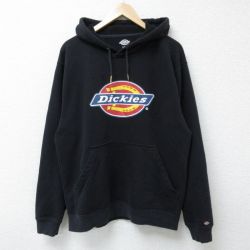 【20%OFF】XL★古着 ディッキーズ Dickies 長袖 スウェット パーカー メンズ ビッグロゴ 黒 ブラック 25may14 中古 スエット トレーナー トップス