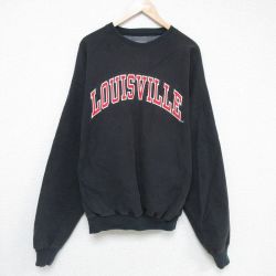 XL★古着 STEVE&BARRYS 長袖 スウェット メンズ ルイビル 大きいサイズ クルーネック 黒 ブラック 25may21 中古 スエット トレーナー トップス