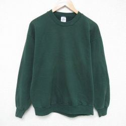 【50%OFF】XL★古着 長袖 スウェット メンズ 90年代 90s 無地 大きいサイズ クルーネック USA製 緑 グリーン 25may21 中古 スエット トレーナー トップス