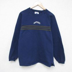 M★古着 アディダス adidas 長袖 スウェット メンズ 90年代 90s NANTUCKET ラグラン クルーネック USA製 紺 ネイビー 25may21 中古 スエット トレーナー トップス