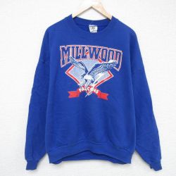 【50%OFF】XL★古着 ジャージーズ 長袖 スウェット メンズ 00年代 00s 鳥 大きいサイズ クルーネック 青 ブルー 25may21 中古 スエット トレーナー トップス