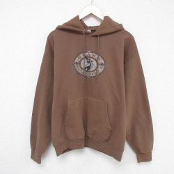 L★古着 ヘインズ Hanes 長袖 スウェット パーカー メンズ 00年代 00s グランドキャニオン 薄茶 ブラウン 25may21 中古 スエット トレーナー トップス