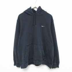 XL★古着 ナイキ NIKE 長袖 スウェット パーカー メンズ ワンポイントロゴ 大きいサイズ 黒 ブラック 25may20 中古 スエット トレーナー トップス