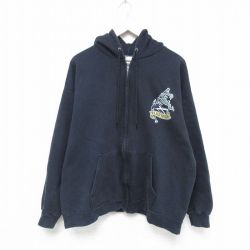 XL★古着 ヘインズ Hanes 長袖 フルジップ スウェット パーカー メンズ 00年代 00s WICKID 黒 ブラック 25may20 中古 スエット トレーナー トップス