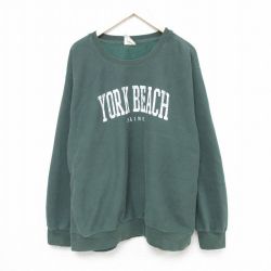 【20%OFF】XL★古着 MVスポーツ 長袖 スウェット メンズ 00年代 00s YORK 大きいサイズ クルーネック 緑 グリーン 25may20 中古 スエット トレーナー トップス