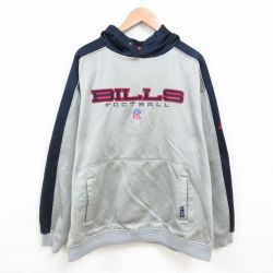 【50%OFF】XL★古着 リーボック REEBOK 長袖 スウェット メンズ 00年代 00s NFL バッファロービルズ 刺繍 大きいサイズ ポリエステル グレー他 アメフト スーパーボウル 25may23 中古 スエット トレーナー トップス