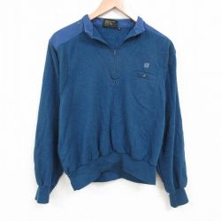 90s 長袖ハーフジップスウェット グリーン XL | 古着