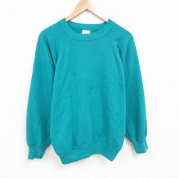 XL★古着 長袖 スウェット メンズ 90年代 90s 無地 ラグラン クルーネック USA製 緑 グリーン 25may23 中古 スエット トレーナー トップス