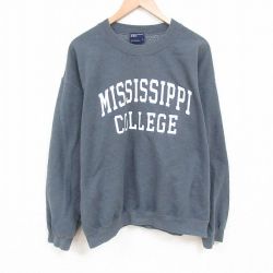 XL★古着 MVスポーツ 長袖 スウェット メンズ ミシシッピ 大きいサイズ クルーネック グレー 霜降り 25may23 中古 スエット トレーナー トップス