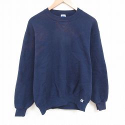 L★古着 ラッセル 長袖 スウェット メンズ 90年代 90s 無地 クルーネック USA製 紺 ネイビー 25may23 中古 スエット トレーナー トップス