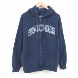 【50%OFF】XL★古着 ジャンスポーツ 長袖 フルジップ スウェット パーカー メンズ 00年代 00s GOUCHER 大きいサイズ 紺 ネイビー 25may24 中古 スエット トレーナー トップス