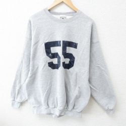 XL★古着 リー Lee 長袖 スウェット メンズ 00年代 00s RYAN 55 クルーネック グレー 霜降り 25may22 中古 スエット トレーナー トップス