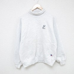 【50%OFF】L★古着 ラッセル 長袖 スウェット メンズ 90年代 90s 馬 shadow タートルネック ハイネック USA製 薄グレー 霜降り 25may23 中古 スエット トレーナー トップス