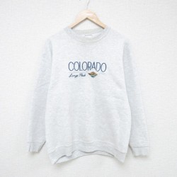 M★古着 オニータ ONEITA 長袖 スウェット メンズ 90年代 90s コロラド 刺繍 クルーネック USA製 薄グレー 霜降り 25may23 中古 スエット トレーナー トップス