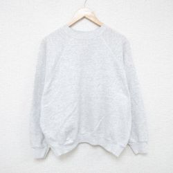 L★古着 長袖 スウェット メンズ 80年代 80s 無地 ラグラン クルーネック USA製 薄グレー 霜降り 25may27 中古 スエット トレーナー トップス
