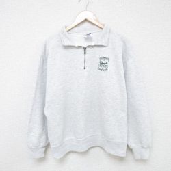 L★古着 ジャージーズ 長袖 ハーフジップ スウェット メンズ 90年代 90s FFSC USA製 薄グレー 霜降り 25may27 中古 スエット トレーナー トップス