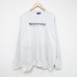 【50%OFF】XL★古着 ジャンスポーツ 長袖 スウェット メンズ 90年代 90s ウスター 刺繍 大きいサイズ クルーネック USA製 グレー 霜降り 25may27 中古 スエット トレーナー トップス