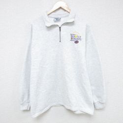 L★古着 リー Lee 長袖 ハーフジップ スウェット メンズ 90年代 90s WOR OUT FOR HOPE USA製 薄グレー 霜降り 25may27 中古 スエット トレーナー トップス