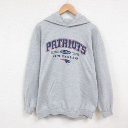 【50%OFF】XL★古着 長袖 スウェット パーカー メンズ 00年代 00s NFL ニューイングランドペイトリオッツ グレー 霜降り アメフト スーパーボウル 25may27 中古 スエット トレーナー トップス