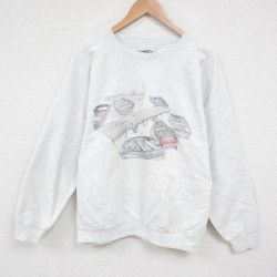 XL★古着 長袖 スウェット メンズ 00年代 00s ボート クルーネック 薄グレー 霜降り 25may27 中古 スエット トレーナー トップス