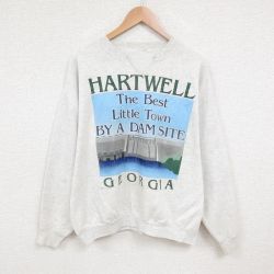 XL★古着 長袖 スウェット メンズ 90年代 90s ダム クルーネック 薄グレー 霜降り 25may27 中古 スエット トレーナー トップス