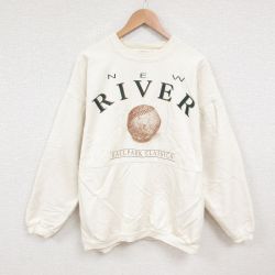 XL★古着 長袖 スウェット メンズ 90年代 90s ボール 大きいサイズ コットン クルーネック USA製 薄ベージュ カーキ 25may27 中古 スエット トレーナー トップス