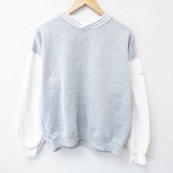 【50%OFF】L★古着 長袖 スウェット メンズ 90年代 90s クルーネック グレー他 霜降り 25may28 中古 スエット トレーナー トップス