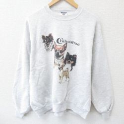 XL★古着 ジャージーズ 長袖 スウェット メンズ 90年代 90s チワワ クルーネック USA製 薄グレー 霜降り 25may28 中古 スエット トレーナー トップス