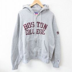 XL★古着 チャンピオン Champion 長袖 フルジップ スウェット パーカー メンズ 00年代 00s ボストン 大きいサイズ グレー 霜降り 25may28 中古 スエット トレーナー トップス