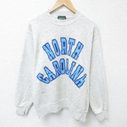 M★古着 アメリカンイーグル American Eagle 長袖 スウェット メンズ 90年代 90s ノースカロライナ クルーネック グレー 霜降り 25may28 中古 スエット トレーナー トップス