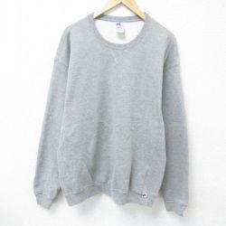 【50%OFF】XL★古着 ラッセル 長袖 スウェット メンズ 00年代 00s 無地 クルーネック グレー 霜降り 25may28 中古 スエット トレーナー トップス