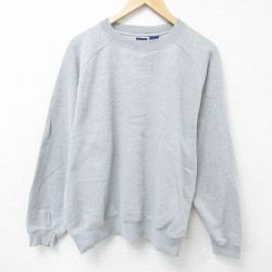 XL★古着 ギャップ GAP 長袖 スウェット メンズ 00年代 00s 無地 ラグラン クルーネック グレー 霜降り 25may28 中古 スエット トレーナー トップス