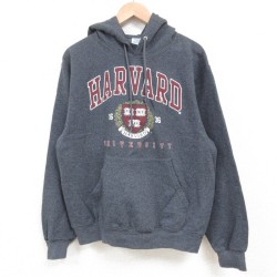 M★古着 ジャージーズ 長袖 スウェット パーカー メンズ 00年代 00s ハーバード 濃グレー 霜降り 25may29 中古 スエット トレーナー トップス