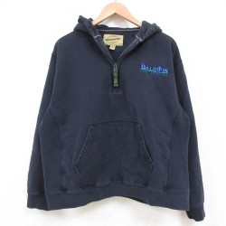 L★古着 Wear Guard 長袖 ハーフジップ スウェット パーカー メンズ 00年代 00s BALD コットン 濃紺 ネイビー 25may29 中古 スエット トレーナー トップス