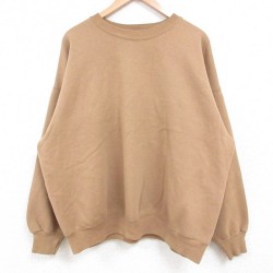 XL★古着 ヘインズ Hanes 長袖 スウェット メンズ 00年代 00s 無地 大きいサイズ クルーネック ベージュ カーキ 25may29 中古 スエット トレーナー トップス