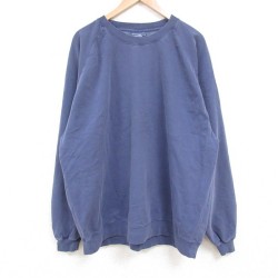 XL★古着 長袖 スウェット メンズ 00年代 00s hp invent 大きいサイズ ラグラン クルーネック 紺 ネイビー 25may29 中古 スエット トレーナー トップス