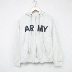 【20%OFF】S★古着 長袖 フルジップ スウェット パーカー メンズ 90年代 90s ミリタリー アーミー ARMY タロン 薄グレー 霜降り 25may28 中古 スエット トレーナー トップス